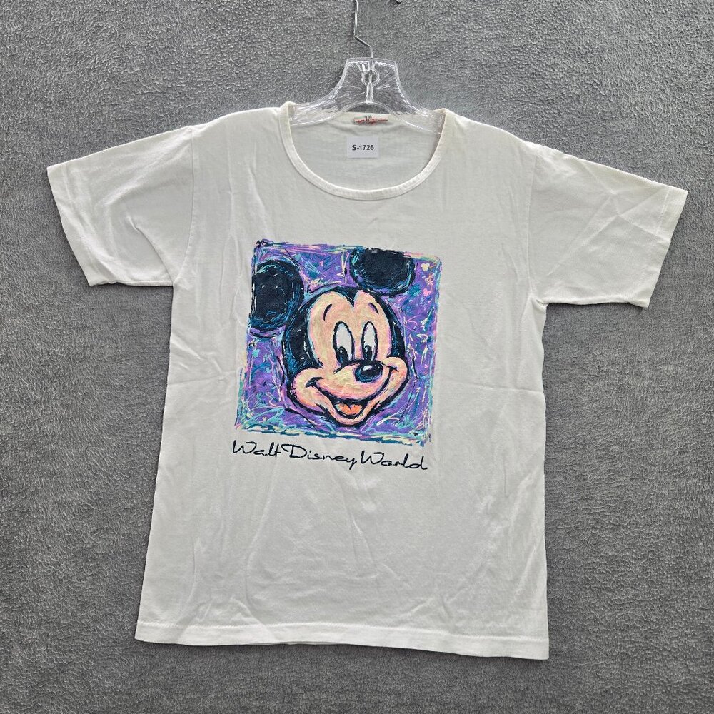 Walt Disney World Men Shirt Small‎ White 90s Mickey Mouse Short Sleeve Tee